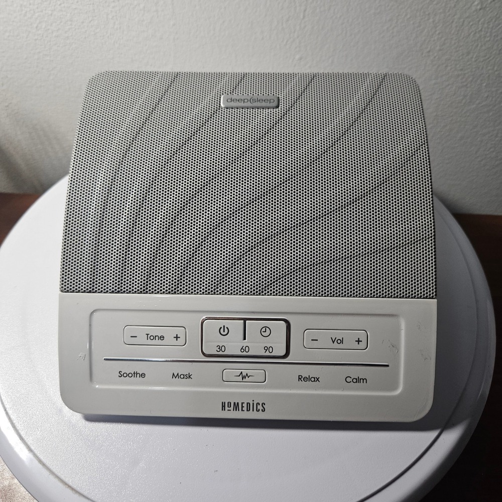HoMedics Deep Sleep White Noise Machine HDS-1000 White Gray Timer Sound Therapy